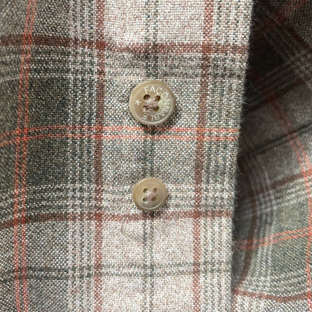 Faconnable 100% Cotton Long Sleeve Button Down Shirt in Brown Plaid, Men's Large - Picture 6 of 7
